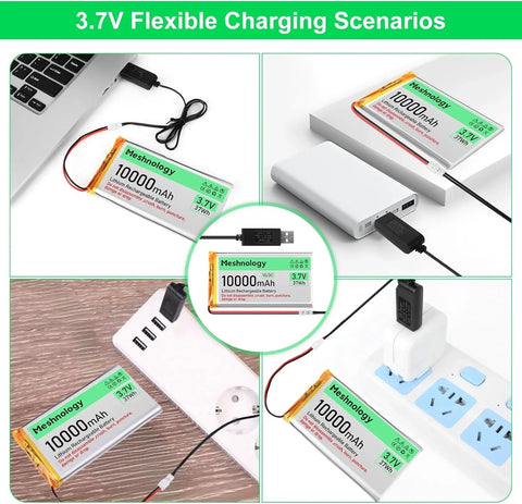 10,000mAh Max Cell Heavy-duty 3.7V LiPo with USB charger and full protection — powers drones and RC models longer. 1 Pack wireless device