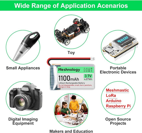 1,100mAh Slim Cell Compact 3.7V 1S LiPo with built-in protection board — ideal for wearables and small electronics 1 PCS wireless device