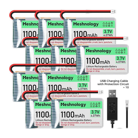 1,100mAh Slim Cell Compact 3.7V 1S LiPo with built-in protection board — ideal for wearables and small electronics 10 PCS wireless device