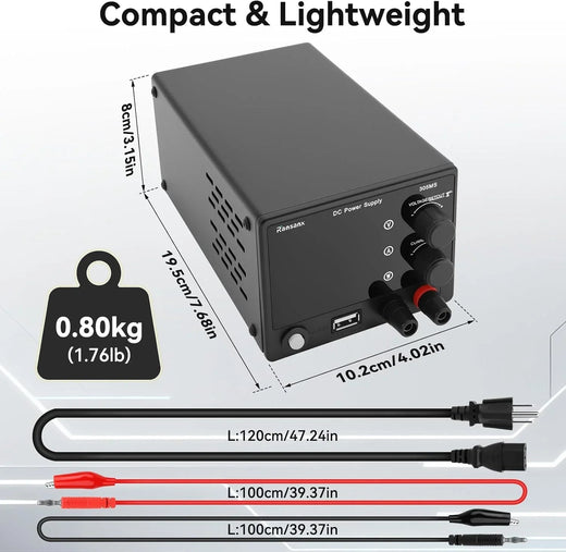 18W USB Fast Charging Variable Adjustable Lab Bench DC 30V 5A Power Supply with 4-digit LED Display wireless device