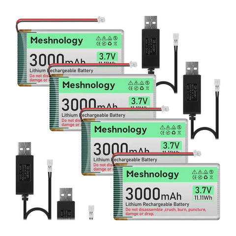 3 000mAh 3.7V LiPo Battery with Balanced Capacity for Makers and Portable IoT Devices, Projects 4 Pack For N32/N33/N35/N39 wireless device