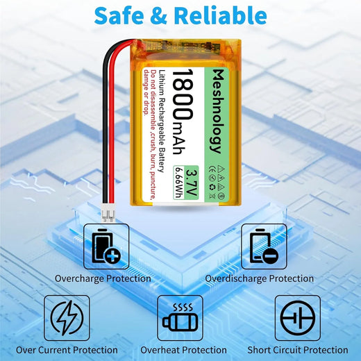 1,800mAh Plus Cell 3.7V 103450 LiPo with PH2.0 connector — plug-and-play power for AK19007, RAK4631, and compact IoT modules