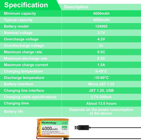 4,000mAh Dev Power USB-rechargeable 3.7V LiPo — plug-and-play for Arduino, ESP32, and lightweight drones 1 Pack wireless device