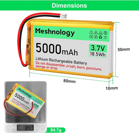 5,000mAh Pro Pack High-capacity 3.7V LiPo with USB charging — built for drones, RC models, and IoT deployments 1 Pack wireless device