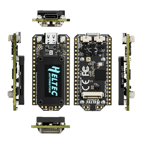 ESP32-S3 SX1262 LoRa board front, back, and side views for DIY IoT projects and Meshtastic