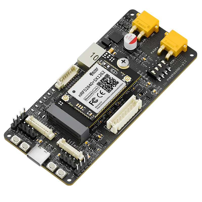 MeshSolar Development Board - Li-ion BMS with Solar Charging, BLE and LoRa Connectivity for IoT Projects