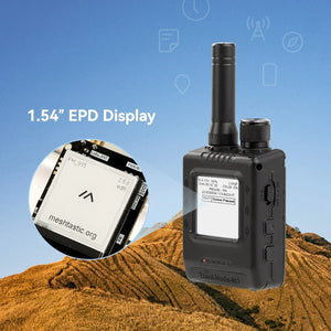 Compact ThinkNode-M1 LoRa transceiver with GPS and 1.54-inch EPD display outdoors