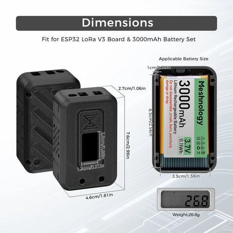 Meshnology N35 ESP32 Heltec WiFi 32 LoRa V3, V4 Complete Meshtastic Device 1 Set (Board+Battery+Case) V3 wireless device
