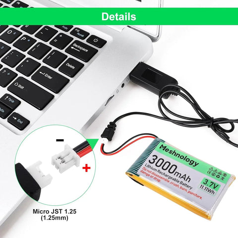 3 000mAh 3.7V LiPo Battery with Balanced Capacity for Makers and Portable IoT Devices, Projects 1 Pack For N32/N33/N35/N39 wireless device