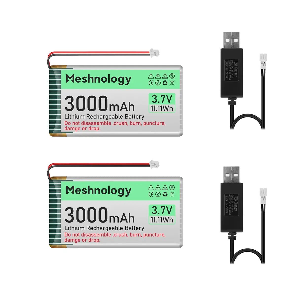 3 000mAh 3.7V LiPo Battery with Balanced Capacity for Makers and Portable IoT Devices, Projects 2 Pack For N32/N33/N35/N39 wireless device