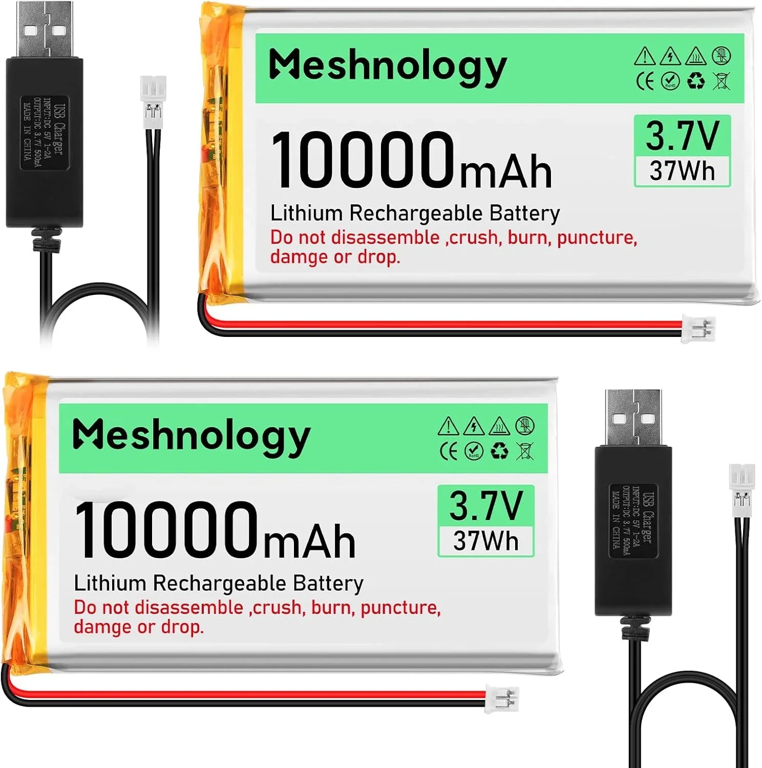 3.7V 10000mAh LiPo Battery with USB Charger & Protection for Drone, RC Models