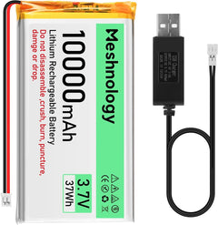 Batterie LiPo 3,7V 10000mAh avec chargeur USB & protection pour Arduino, ESP32, drone
