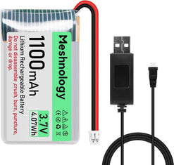 Batterie Li 3,7V 1100mAh avec câble chargeur USB 102540 1S Batterie LiPo avec carte de protection