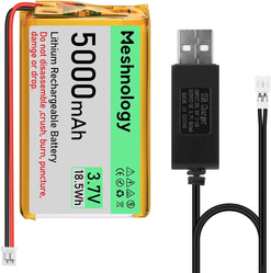 5000mAh 3.7v LiPo Batteries with USB Charger for Drone, RC Models, IoT Devices
