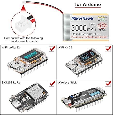 3.7V 3000mAh Rechargeable Battery for Arduino ESP32 - Meshnology