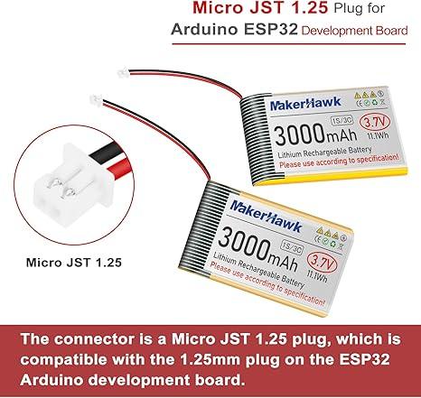 3.7V 3000mAh Rechargeable Battery for Arduino ESP32 - Meshnology