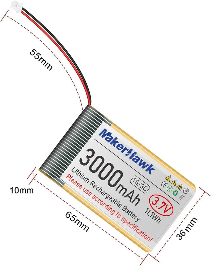 3.7V 3000mAh Rechargeable Battery for Arduino ESP32 - Meshnology