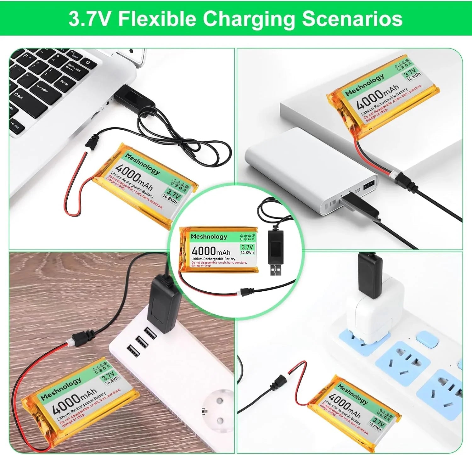 4,000mAh Dev Power USB-rechargeable 3.7V LiPo — plug-and-play for Arduino, ESP32, and lightweight drones 1 Pack wireless device