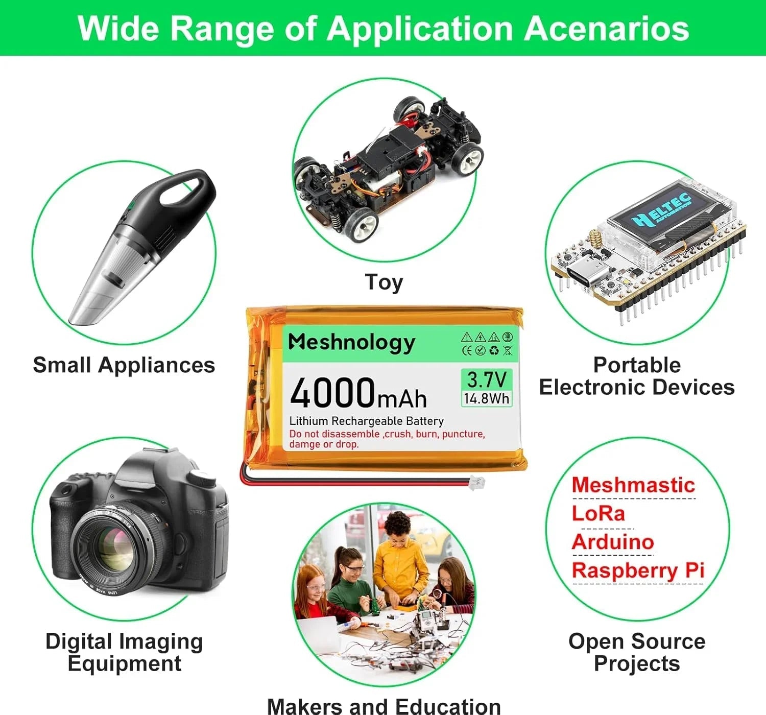 4,000mAh Dev Power USB-rechargeable 3.7V LiPo — plug-and-play for Arduino, ESP32, and lightweight drones 1 Pack wireless device