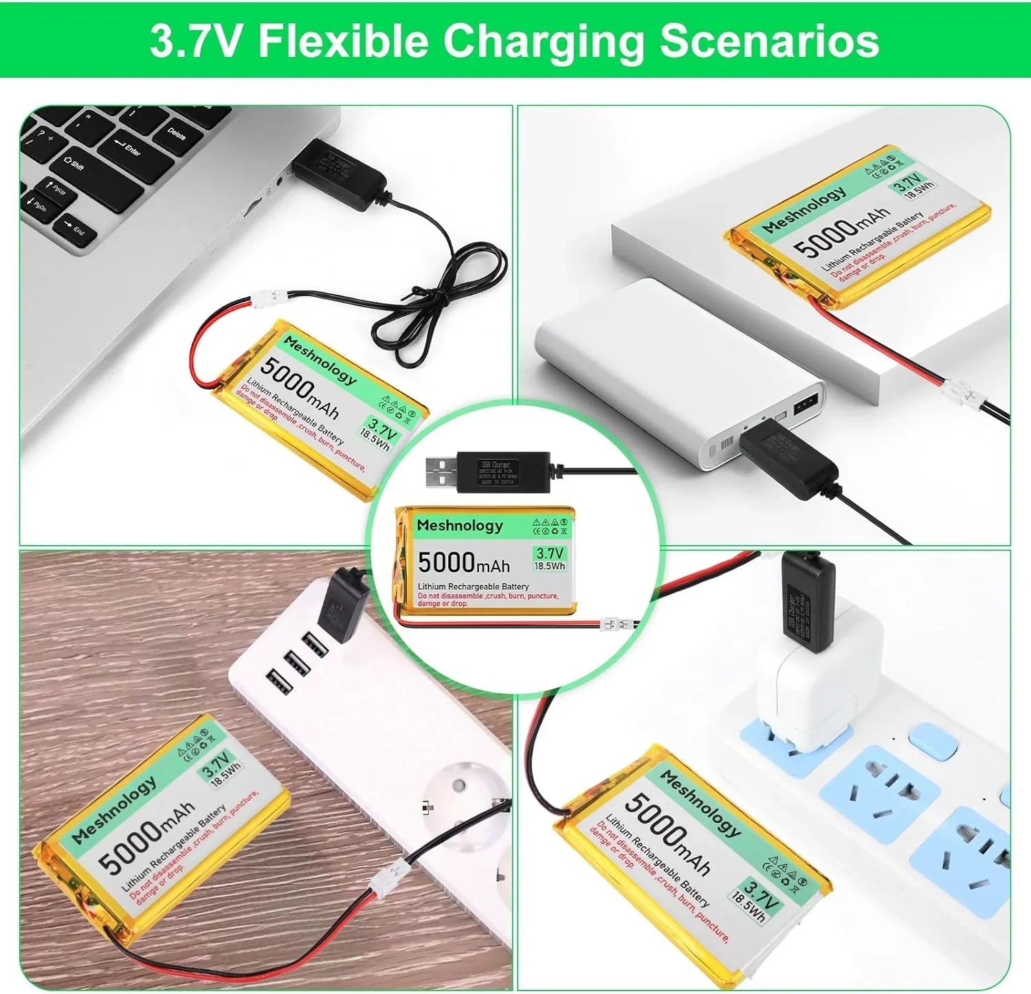 5,000mAh Pro Pack High-capacity 3.7V LiPo with USB charging — built for drones, RC models, and IoT deployments 1 Pack wireless device