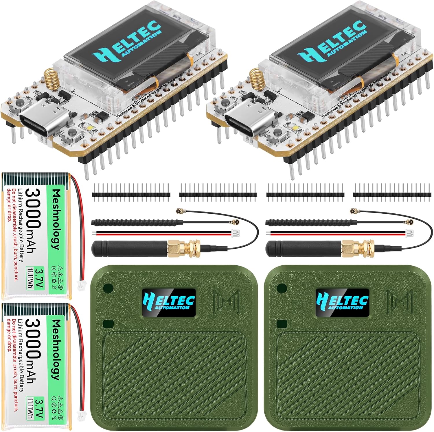 Lora Node Development Kit N32 - Heltec ESP32 LoRa V3 Develop Node Kit - 3000mAh Battery + 3D-Pri ...