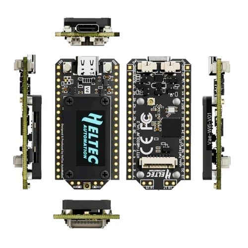 ESP32-S3 SX1262 LoRa board front, back, and side views for DIY IoT projects and Meshtastic