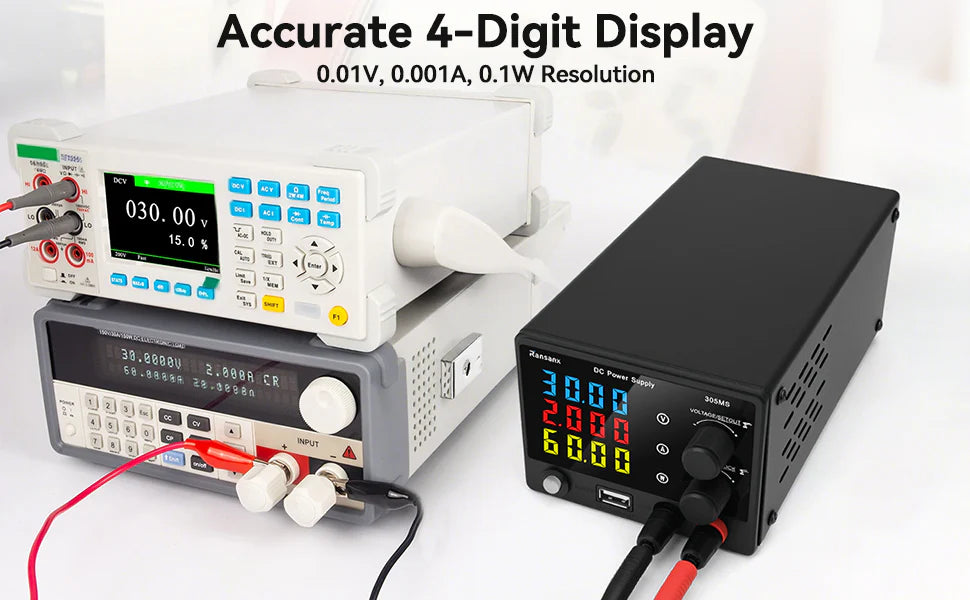 18W USB Fast Charging Variable Adjustable Lab Bench DC 30V 5A Power Supply with 4-digit LED Display 3