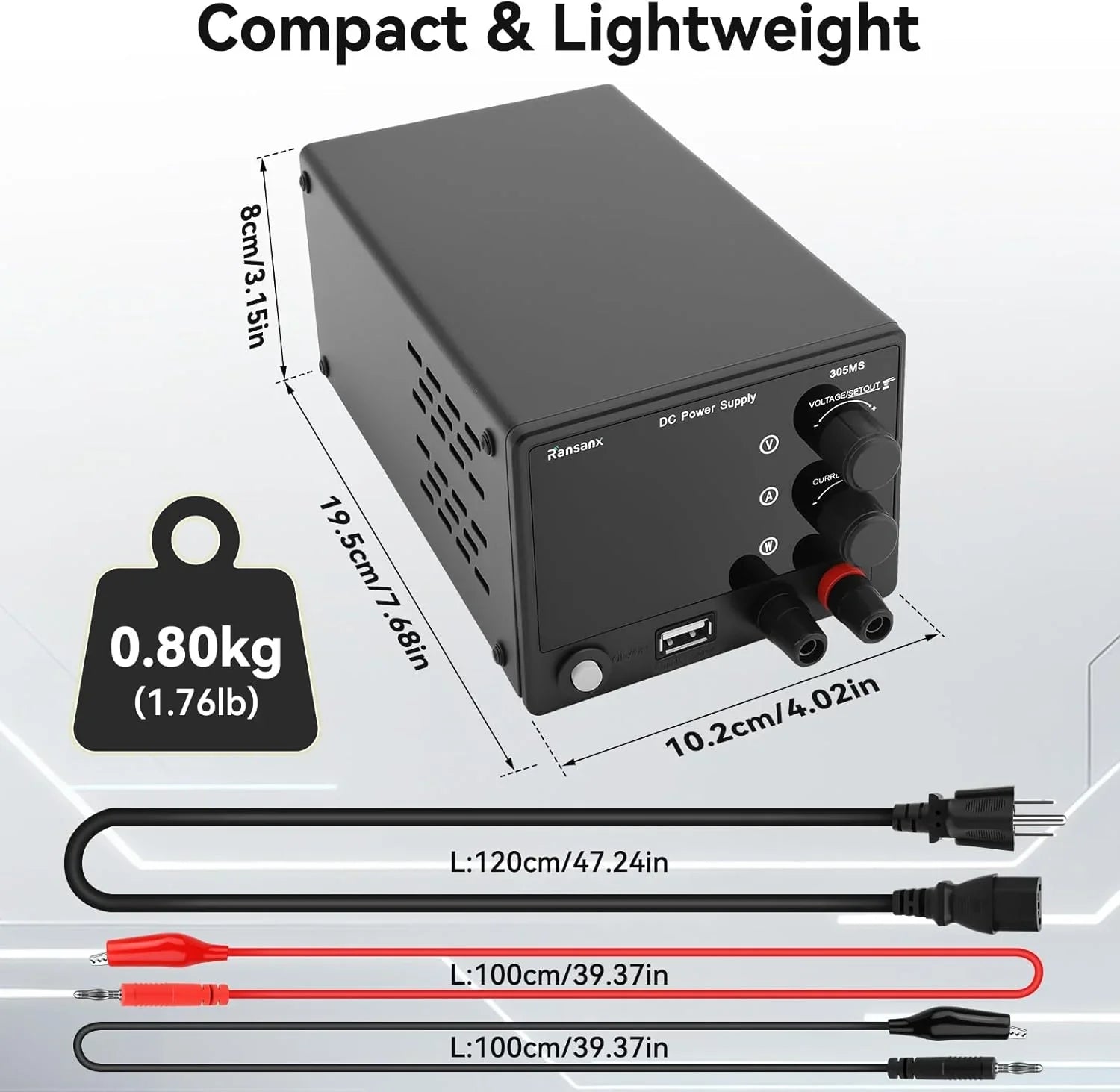 18W USB Fast Charging Variable Adjustable Lab Bench DC 30V 5A Power Supply with 4-digit LED Display