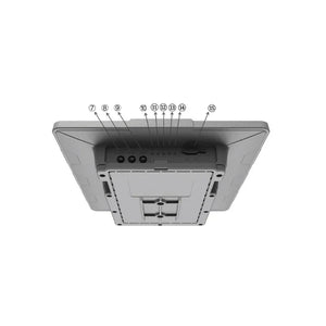 Bottom view of SenseCAP P1 solar IoT LoRa node with labeled ports and connectors.