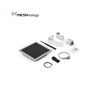 LoRa SX1262 solar node kit with GPS, antenna, mounting brackets, and connection cables.