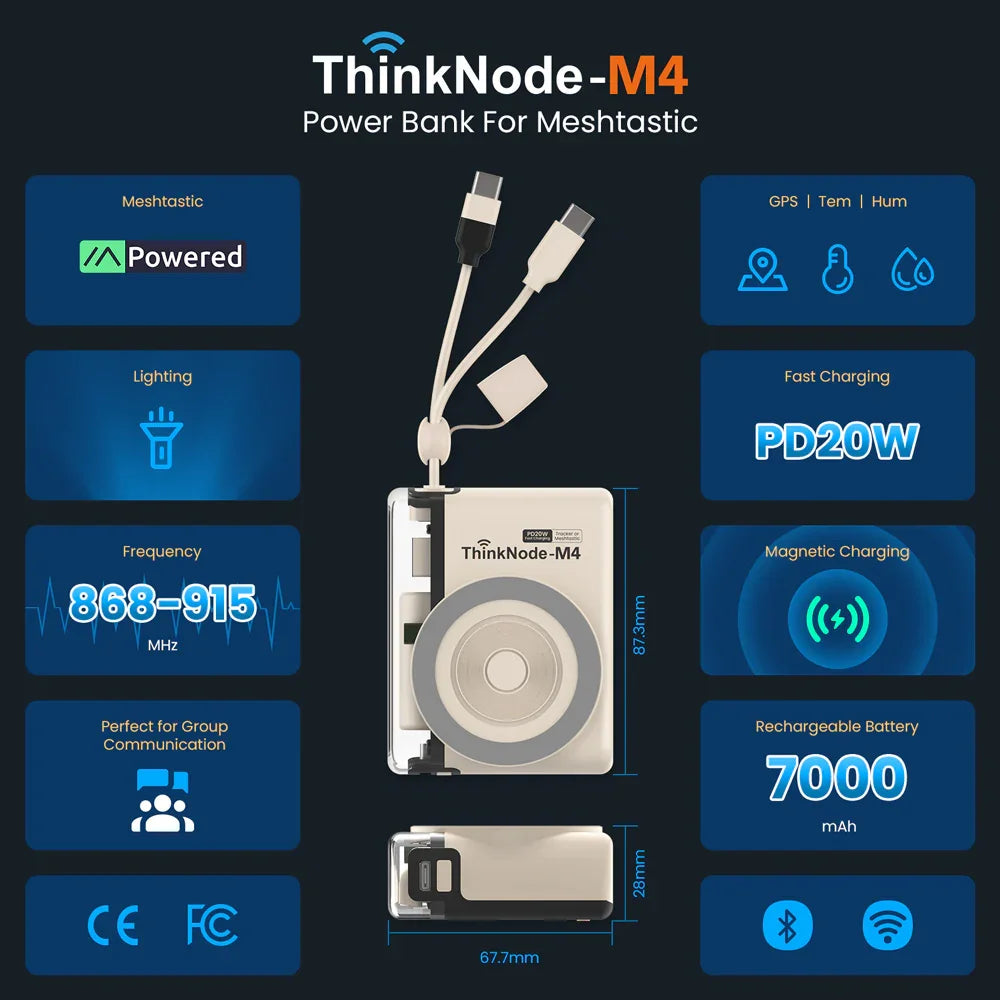 ThinkNode M4 Wireless Magnetic Power Bank, Meshtastic & LoRa Charger ...