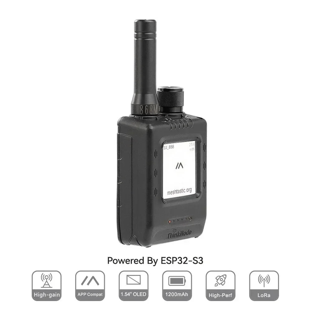 ThinkNode M5 Meshtastic LoRa walkie talkie with ESP32-S3, 1.54-inch display, high-gain antenna