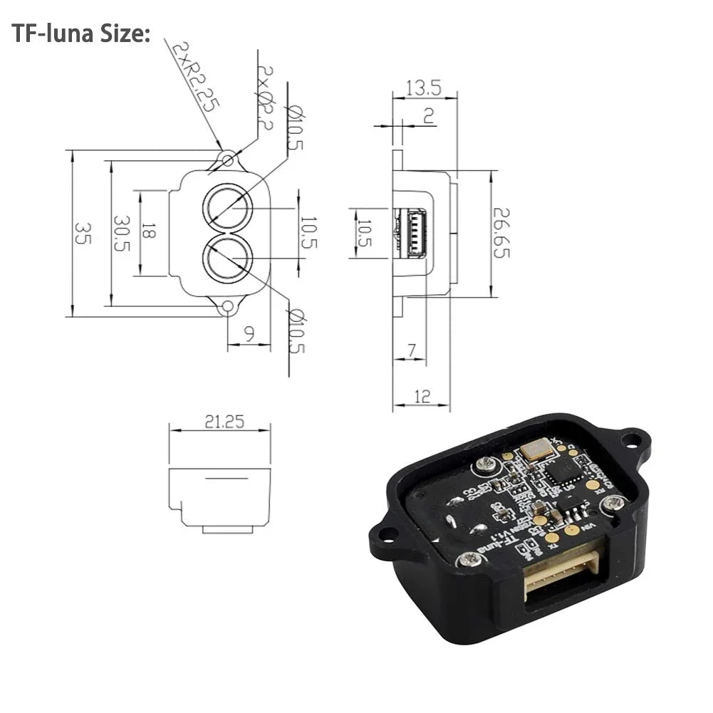 Benewake TF-Luna 0.2 to 8M LiDAR Range Finder - for Arduino & Pixhawk wireless device