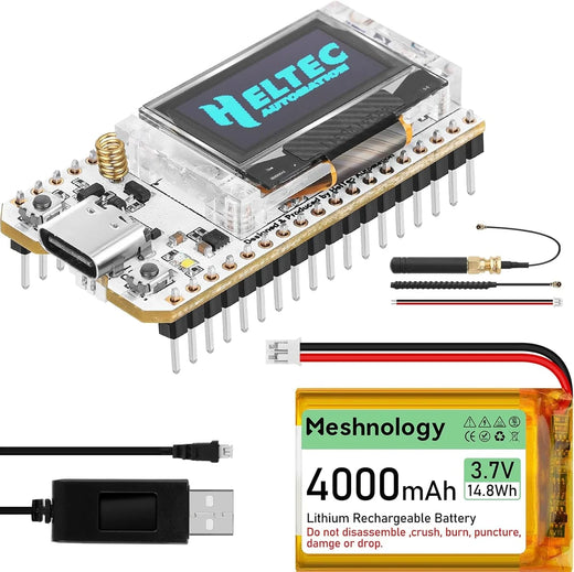 ESP32 LoRa V3 Board Kit with 4000mAh Battery, USB Charger & 915MHz Antenna for Meshtastic 1 Set wireless device