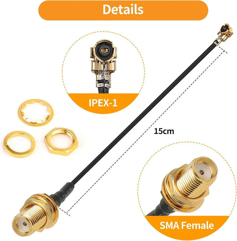 Meshnology 915MHz LoRa Antenna & SMA to U.FL Cable-High Performance, Durable, Long Range for Meshtastic & IoT Applications 20CM-2 Pack wireless device