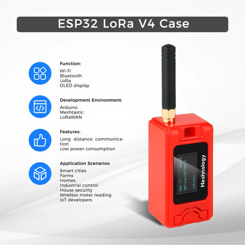 Meshnology N30 ESP32 LoRa V3 Pre-built Meshtastic Text Radio for Long Range LoRa N30 Only Case - Red (2 PCS) wireless device