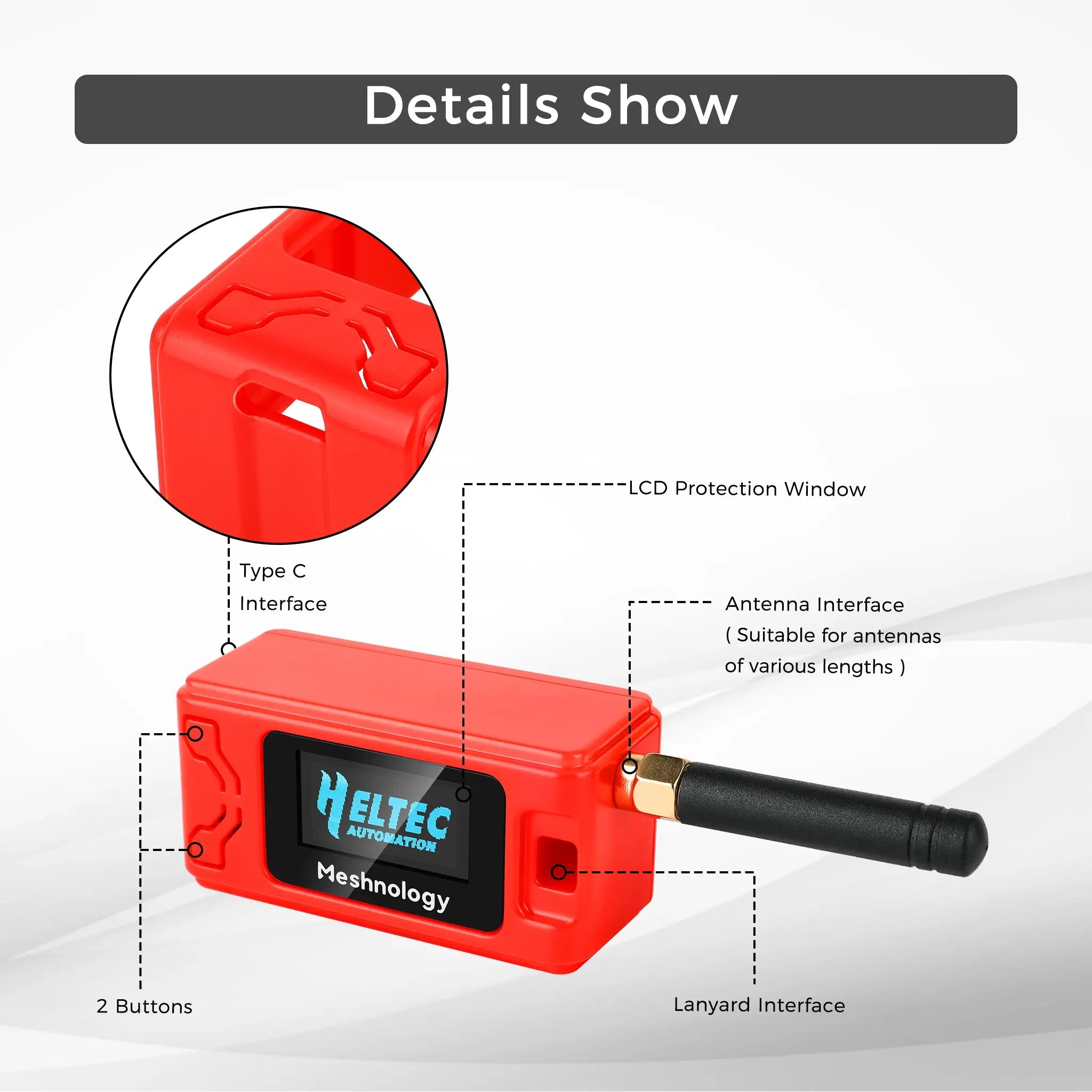 Meshnology N30 ESP32 LoRa V3 Pre-built Meshtastic Text Radio for Long Range LoRa N30 Only Case - Red (2 PCS) wireless device