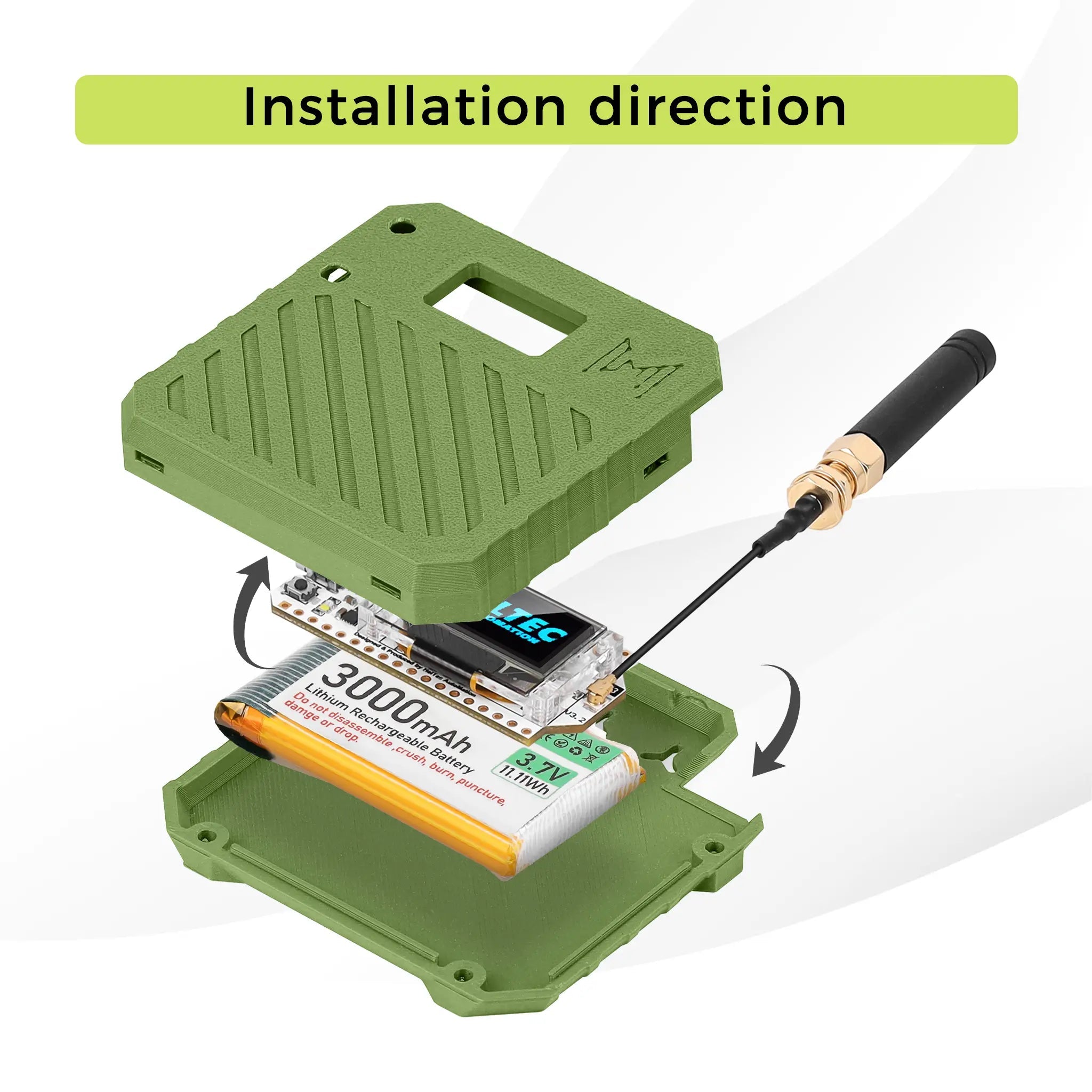 Meshnology N33 - Meshtastic ESP32 V3 LoRa Texting Device Kit for LoRaWAN, Arduino IDE Green wireless device