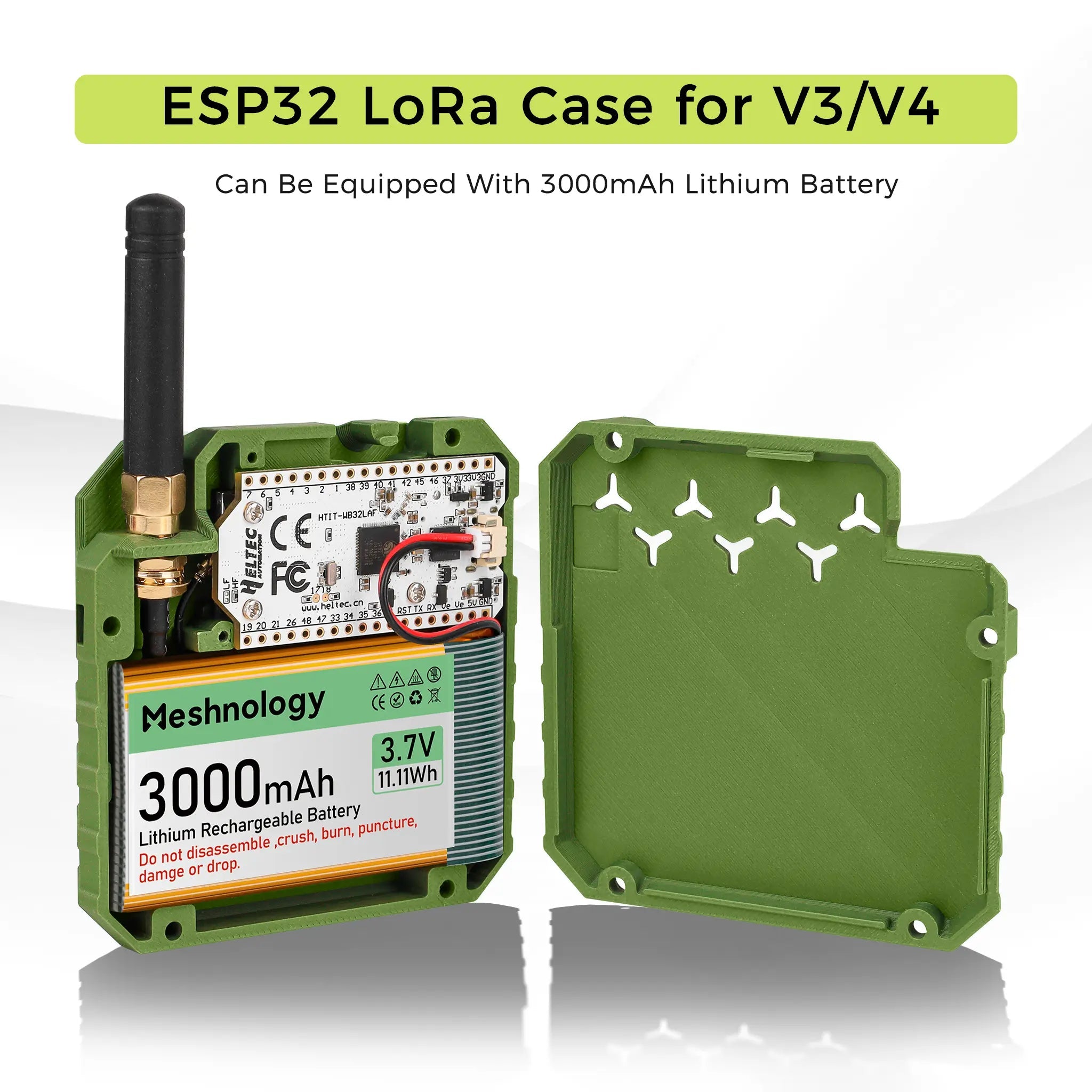 Meshnology N33 - Meshtastic ESP32 V3 LoRa Texting Device Kit for LoRaWAN, Arduino IDE Green wireless device