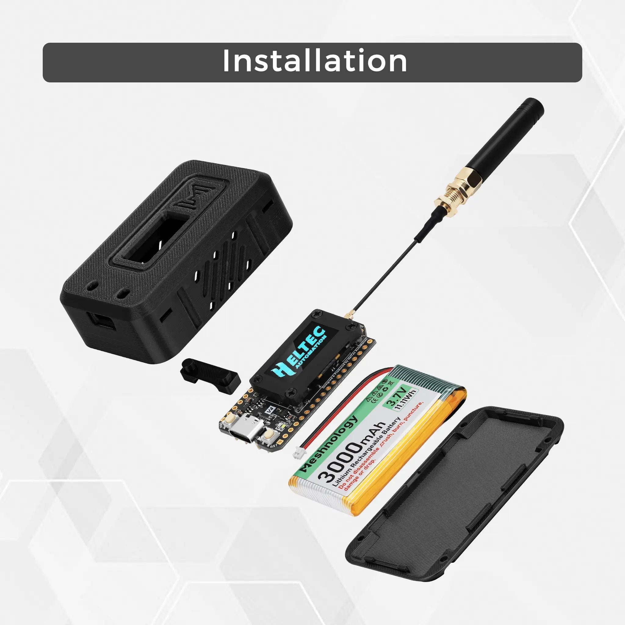 Meshnology N35 ESP32 Heltec WiFi 32 LoRa V3, V4 Complete Meshtastic Device 1 Set (Board+Battery+Case) V3 wireless device