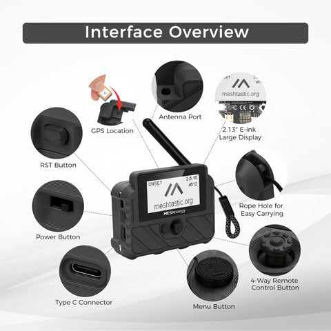 Meshnology N37E Wio Tracker L1 E-Ink Meshtastic GPS Tracker Long-Range LoRa Communication Green+Black wireless device