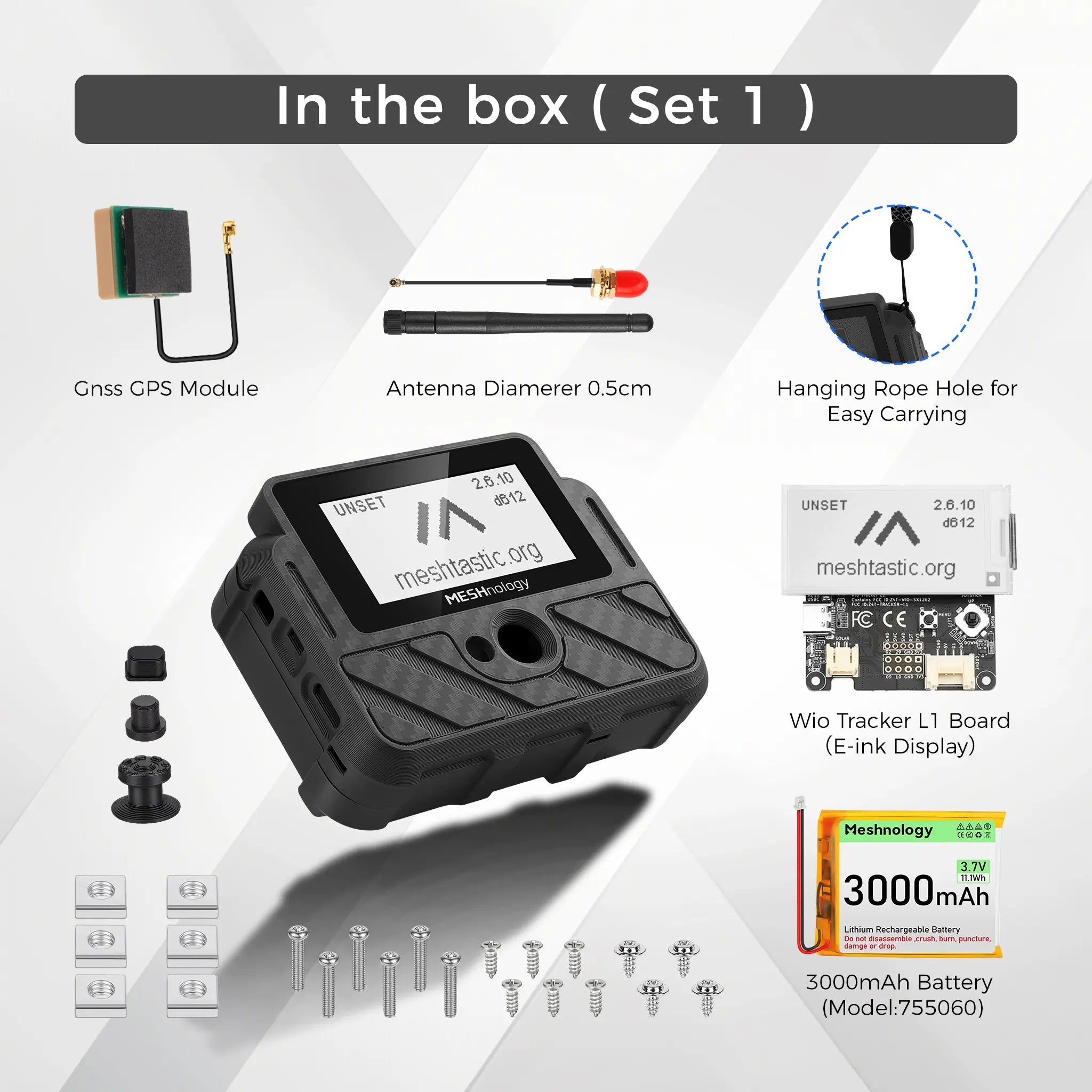 Meshnology N37E Wio Tracker L1 E-Ink Meshtastic GPS Tracker Long-Range LoRa Communication Green+Black wireless device
