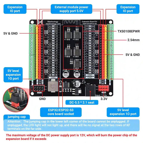 Meshnology N40 - ESP32 Expansion Board for ESP32/ESP32-S3 Core Modules 2 PCS wireless device