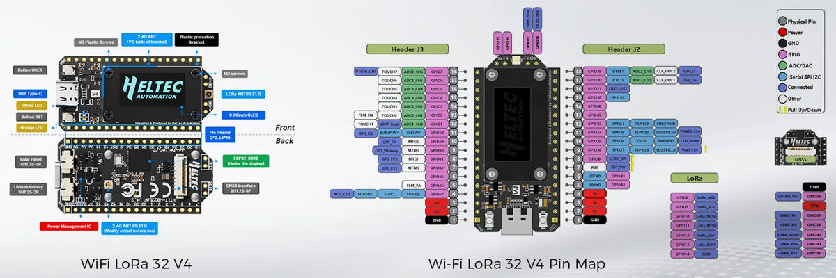 Heltec Pin Out Buy Heltec WiFi LoRa 32 V4 Meshtastic Device - Meshnology