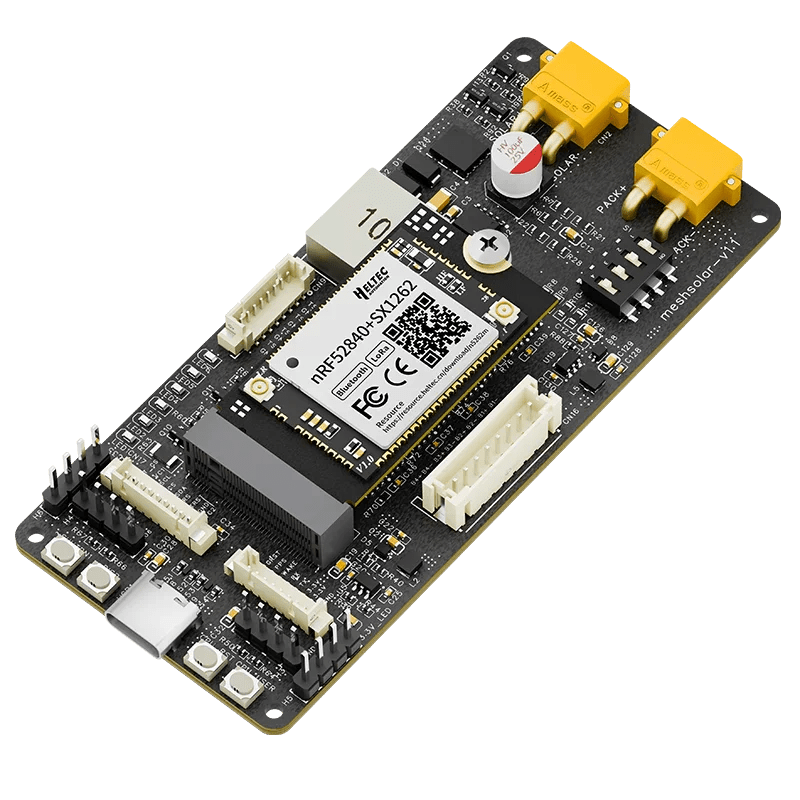 MeshSolar Li-ion BMS with Solar Charging Development Board, Support BLE and LoRa Connectivity for IoT Projects 860 - 870 MHZ wireless device