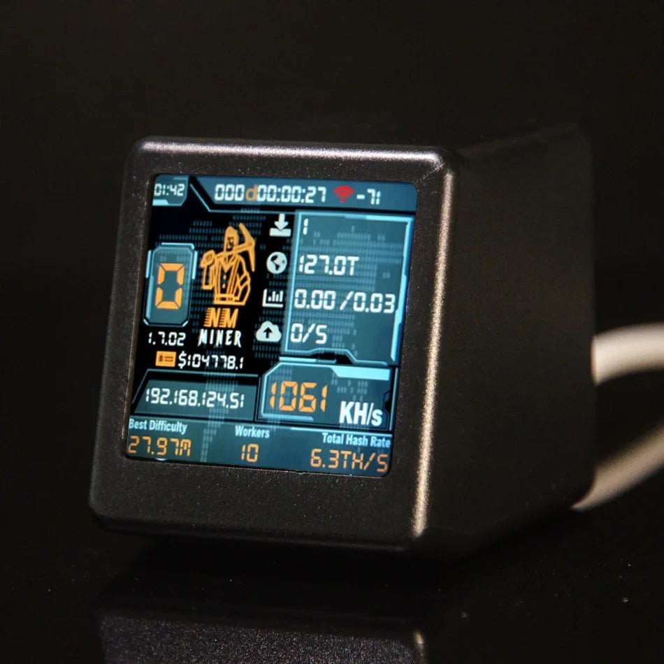 NMMiner NM-TV-154 ESP32 BTC Solo Miner & Desktop Clock - WiFi, OLED Display, USB Powered Black wireless device
