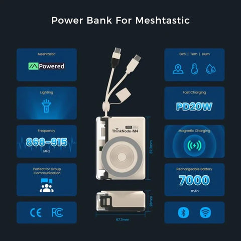 ThinkNode M4 7000 mAh Magnetic Power Bank – Portable Meshtastic Wireless Charger LoRa Tracking wireless device